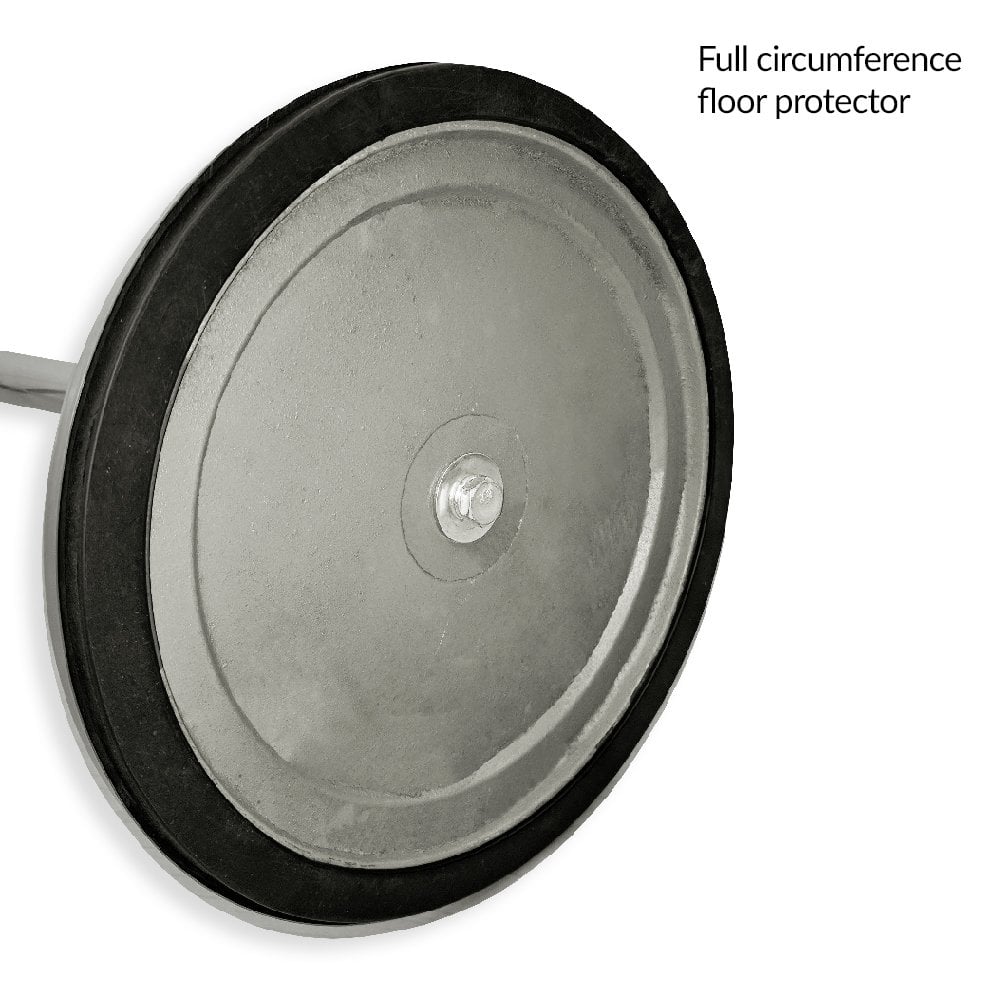 Freestanding stainless steel retractable belt barrier with a polished finish and a 3.4m black belt for professional crowd control.
