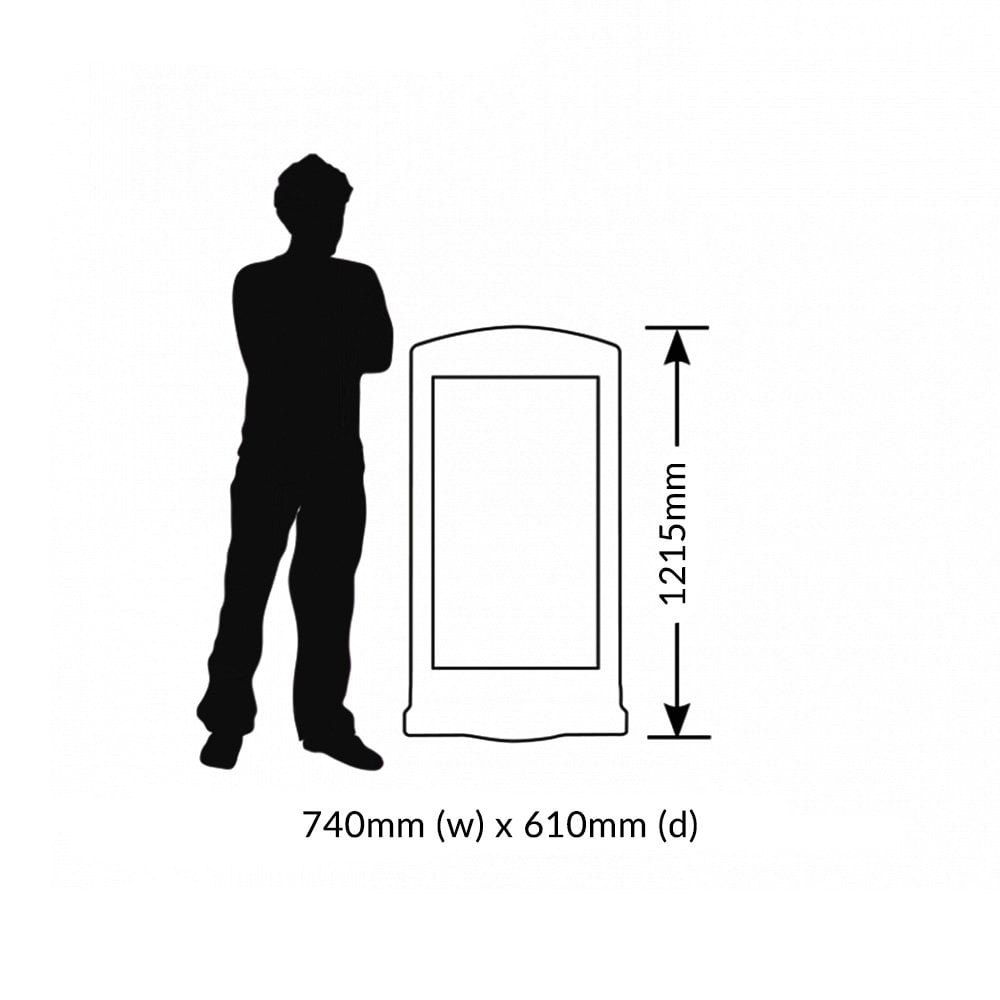 Weather-resistant A1 black pavement sign with a heavy-duty water base, double-sided for enhanced advertising.
