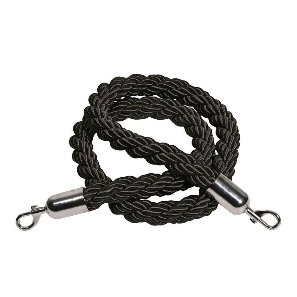Black Rope Barrier with Chrome Snap Ends - 1.5m