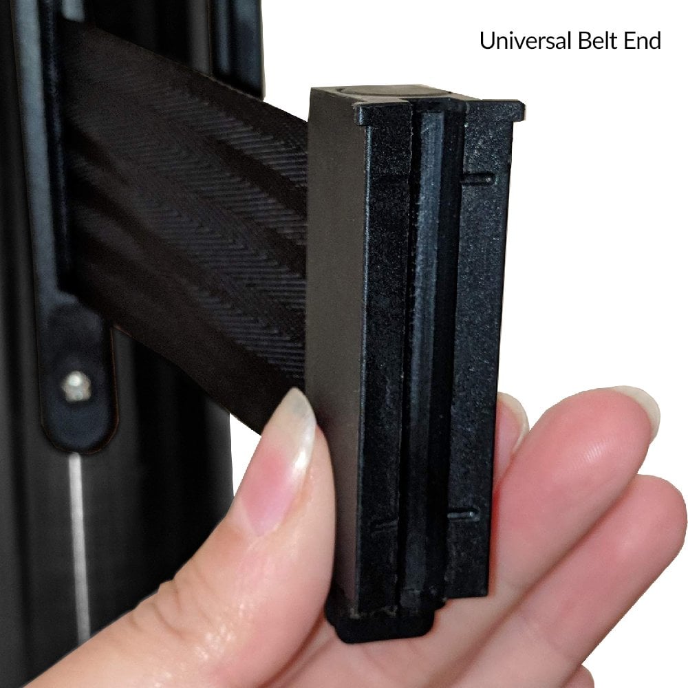 Retractable belt barrier, perfect for directing foot traffic in public spaces.
