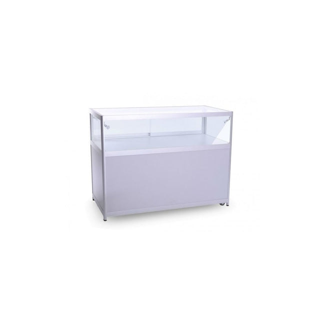 Silver Aluminium Glass Cabinet with 4 LED Lights | Displaysense