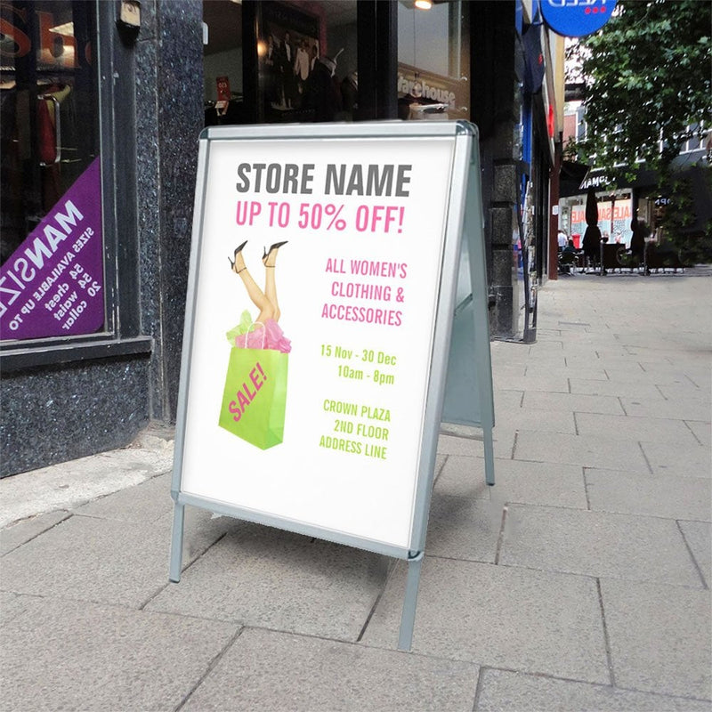 A2 Silver A-Board Double Sided Pavement Sign Poster Display