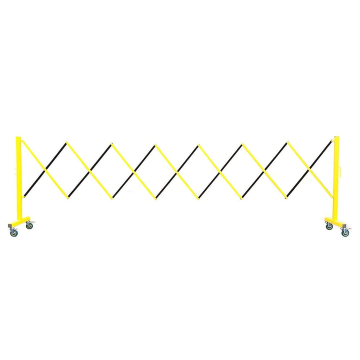 Steel expandable barricade in yellow, extending up to 3.4 metres for effective crowd control.