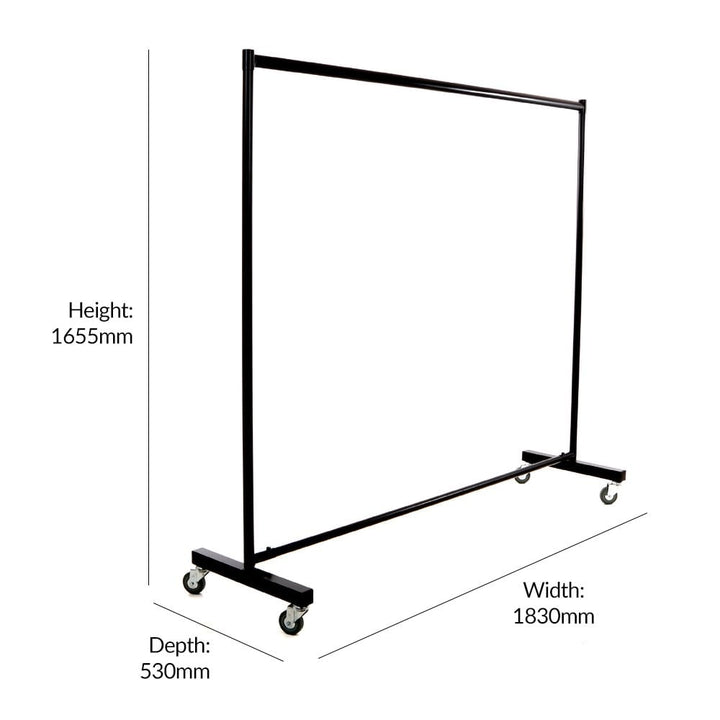 Super heavy-duty clothes rail – black steel 6ft commercial-grade frame built for demanding storage setups
