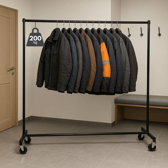 Super Heavy Duty 6ft Black Commercial Grade Steel Clothing Rail With 200kg Load Capacity