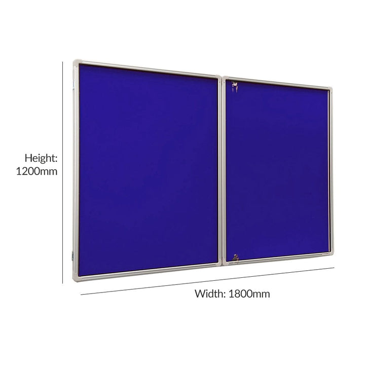 1800 x 1200mm tamperproof dark blue felt noticeboard, perfect for pinning up documents securely in busy public areas.







