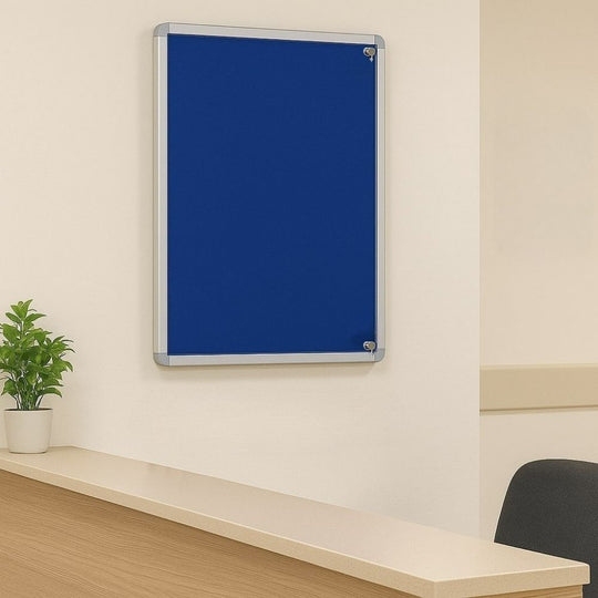 Tamperproof Dark Blue Felt Noticeboard - 900 x 600mm