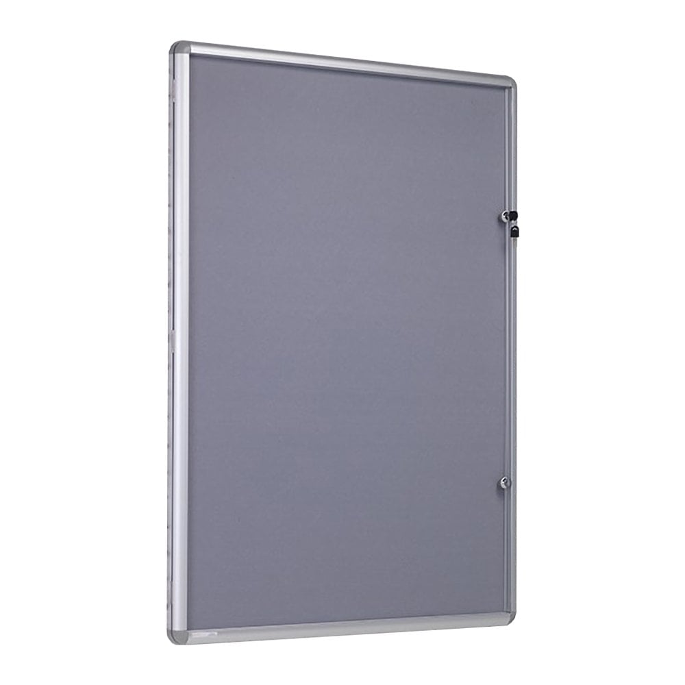 1200 x 900mm tamperproof grey felt noticeboard, designed to securely display important notices and information.

