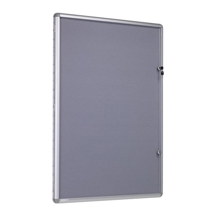 1200 x 900mm tamperproof grey felt noticeboard, designed to securely display important notices and information.

