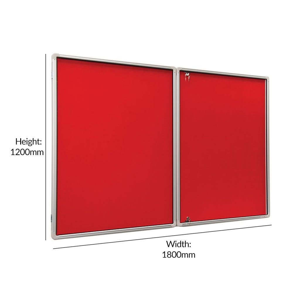 Tamperproof red felt noticeboard, framed for durability, measuring 1800 x 1200mm, ideal for use in high-traffic areas.

