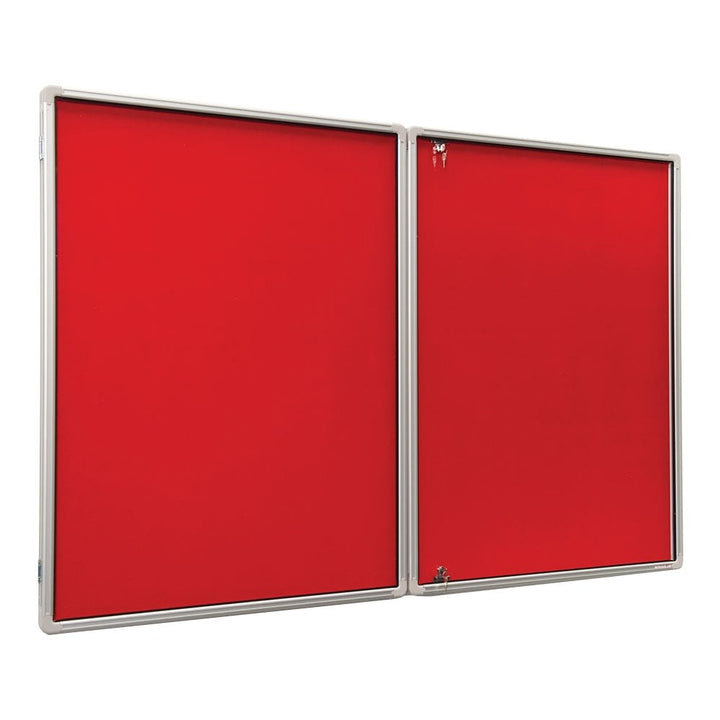 Tamperproof red felt noticeboard, measuring 1800 x 1200mm.

