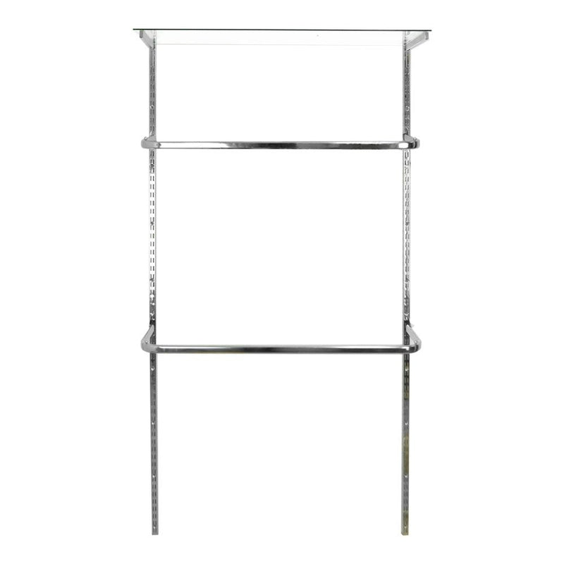 Twin Slot Wall Mounted Double Clothes Rail and Shelf Displaysense