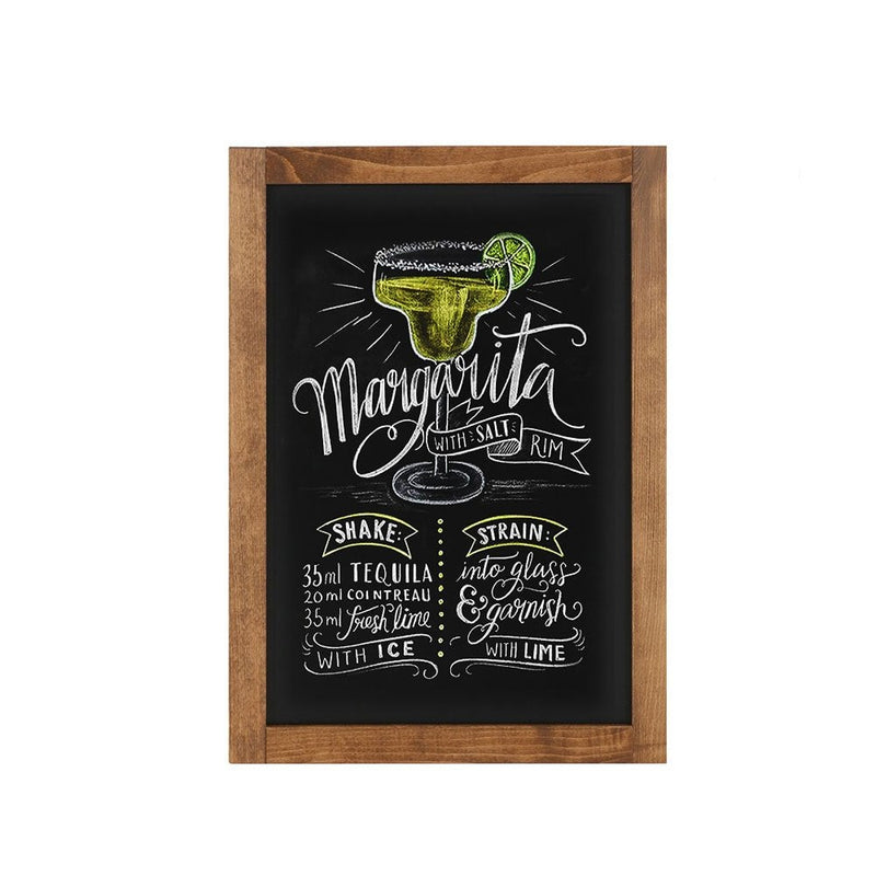 Wall Mounted Dry Wipe Chalkboard with Rustic Dark Oak Frame 480mm Wide x 680mm High - Wall Fixings Included