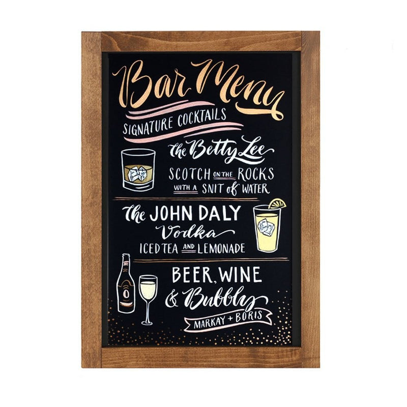 Wall Mounted Dry Wipe Chalkboard with Rustic Dark Oak Frame 880mm Wide x 1280mm High - Wall Fixings Included